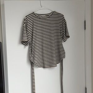 Rebecca Minkoff Black and White Striped Short Sleeve Tee
